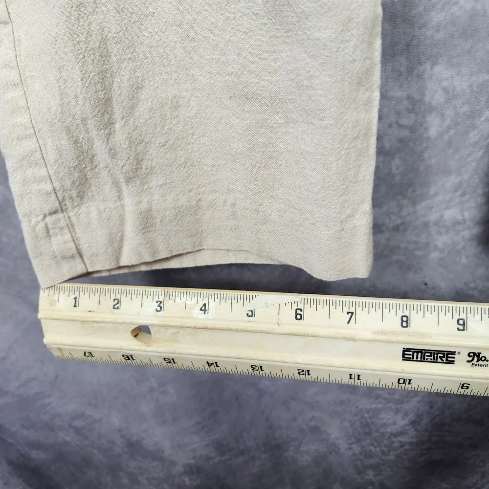 Perry Ellis Linen Blend Pants Mens 36x30 Beige Flat Front Chino Trousers